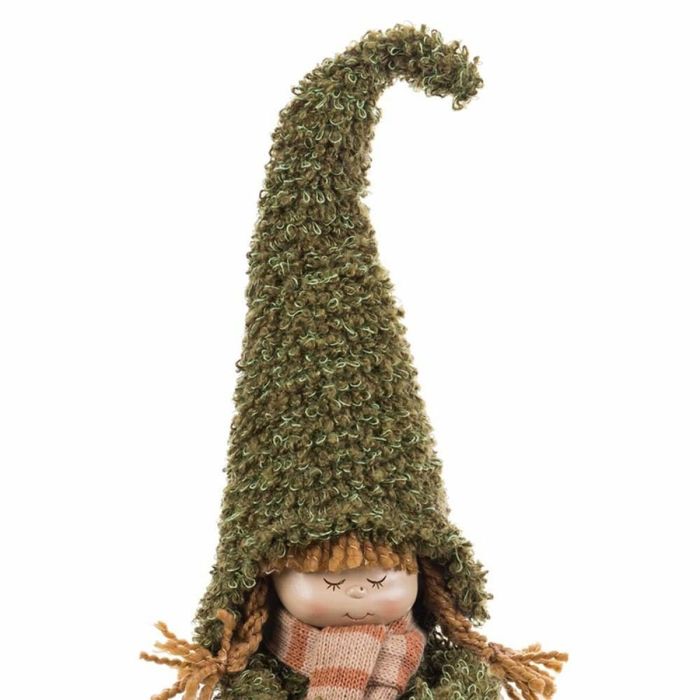 Adorno Navideño Marrón Verde Poliresina Tejido Niña 13 x 12 x 41 cm 2