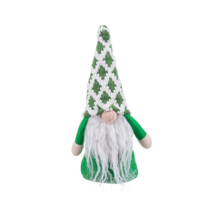 Adorno Navideño Blanco Verde Arena Tejido Papá Noel 21 cm