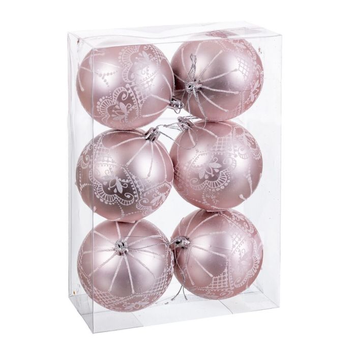 Bolas de Navidad Rosa Plástico 8 cm (6 Unidades)