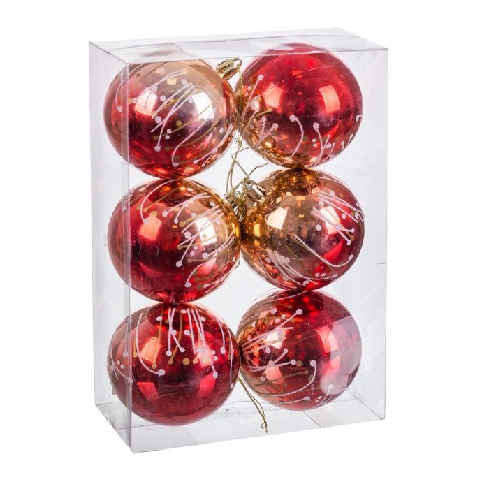 Bolas de Navidad Rojo Plástico Ø 8 cm 24 X 8 X 16 CM (6 Unidades)