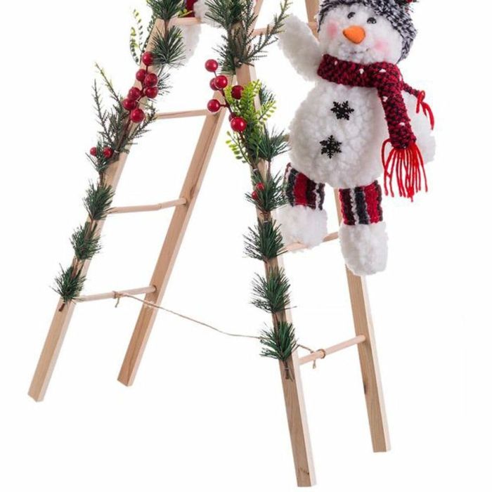 Adorno Navideño Multicolor Madera Tejido Muñeco de Nieve 30 x 15 x 76 cm 1