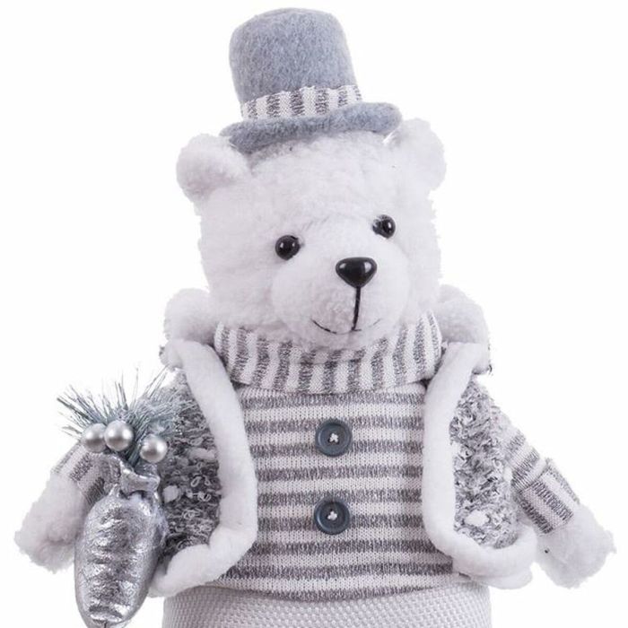 Adorno Navideño Blanco Gris Metal Tejido Oso polar 20 x 10 x 33 cm 2