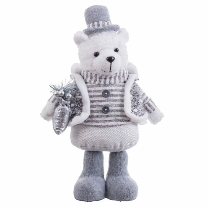 Adorno Navideño Blanco Gris Metal Tejido Oso polar 20 x 10 x 33 cm