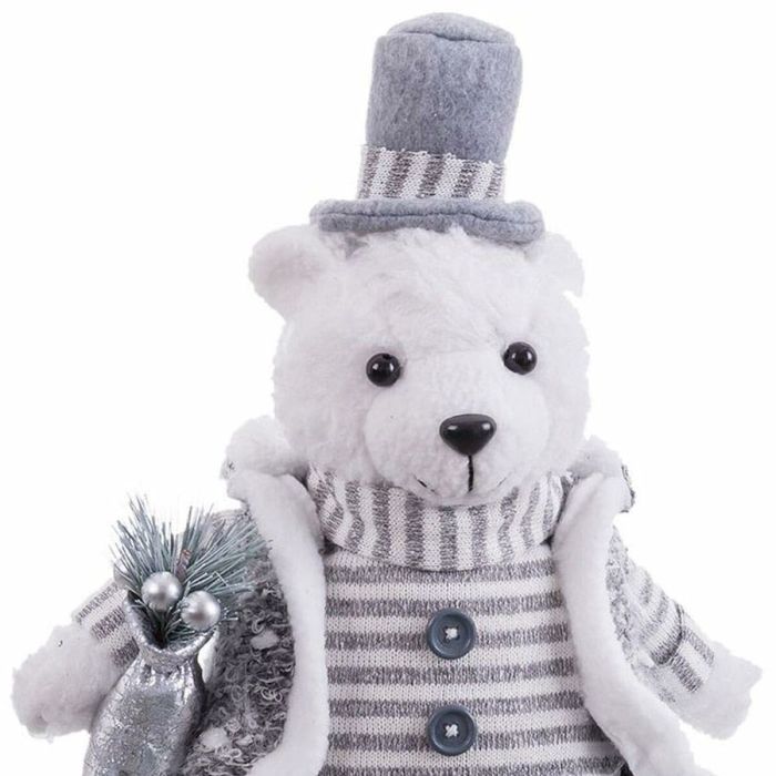 Adorno Navideño Blanco Gris Arena Tejido Oso polar 10 x 13 x 28 cm 2