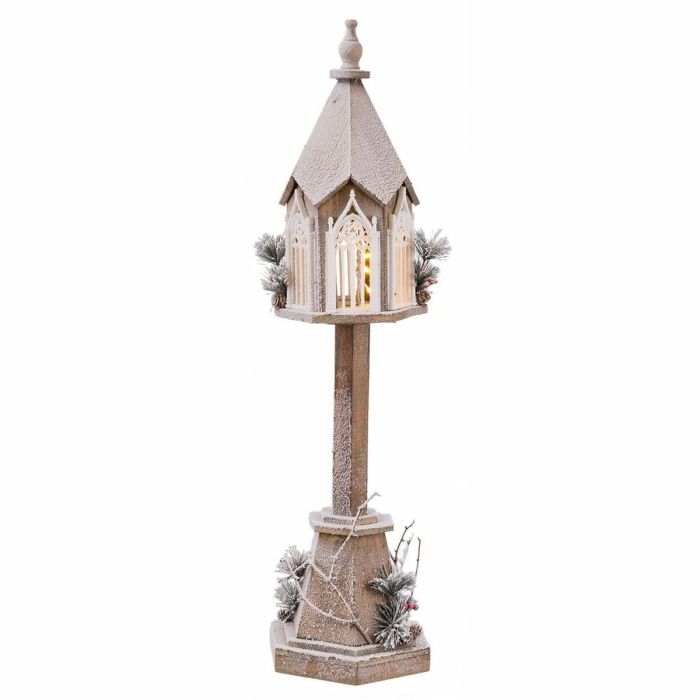 Adorno Navideño Blanco Verde Natural Madera Plástico Farol 28 x 25 x 100 cm Adorno Navideño Blanco Verde Natural Madera Plástico Farol 28 x 25 x 100 cm