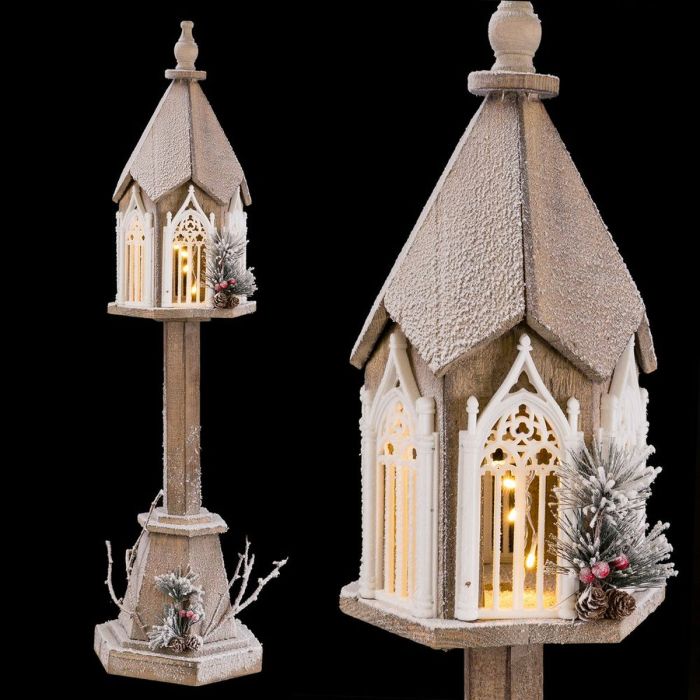 Adorno Navideño Blanco Verde Natural Madera Plástico Farol 28 x 25 x 100 cm 1 Adorno Navideño Blanco Verde Natural Madera Plástico Farol 28 x 25 x 100 cm 1