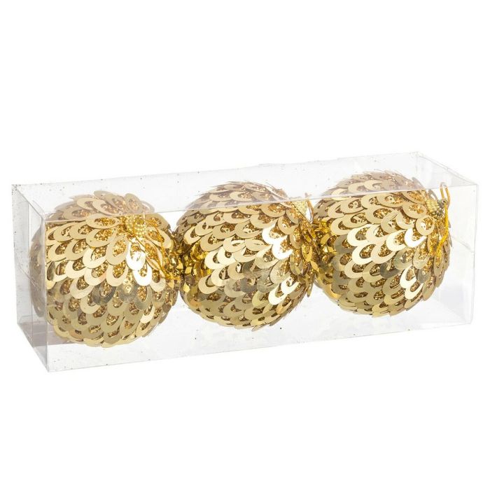 Bolas de Navidad Dorado Plástico Polyfoam 10 x 10 x 10 cm (3 Unidades) 1