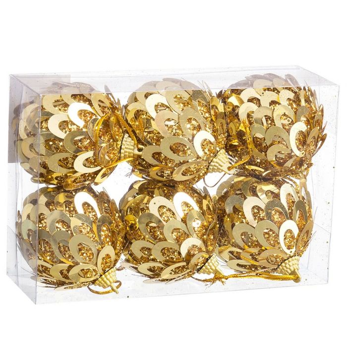 Bolas de Navidad Dorado Plástico Polyfoam 6 x 6 x 6 cm (6 Unidades) 1
