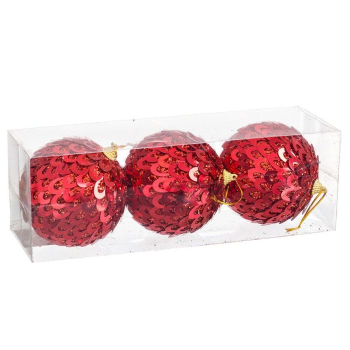 Bolas de Navidad Rojo Plástico Polyfoam 10 x 10 x 10 cm (3 Unidades) 1