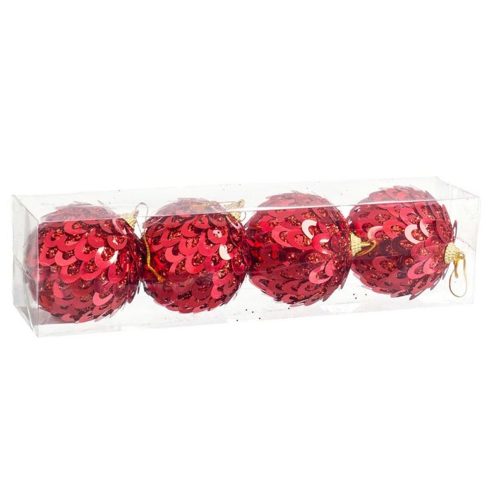 Bolas de Navidad Rojo Plástico Polyfoam 8 x 8 x 8 cm (4 Unidades) 1