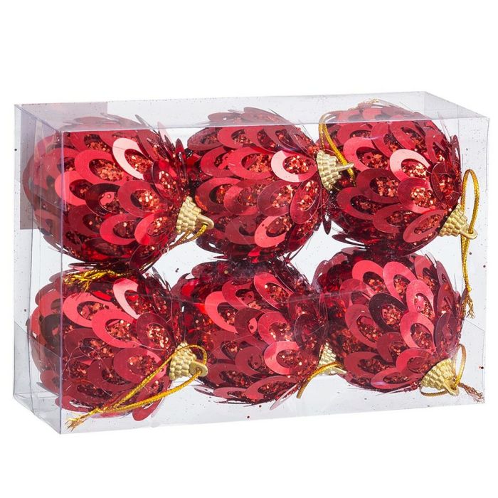 Bolas de Navidad Rojo Plástico Polyfoam 6 x 6 x 6 cm (6 Unidades) 1