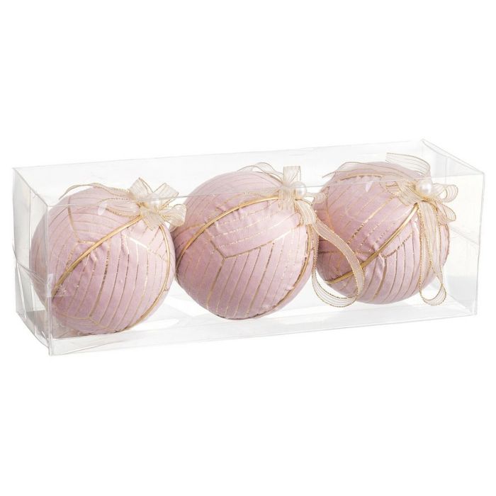 Bolas de Navidad Rosa Polyfoam Tejido 10 x 10 x 10 cm (3 Unidades) 1