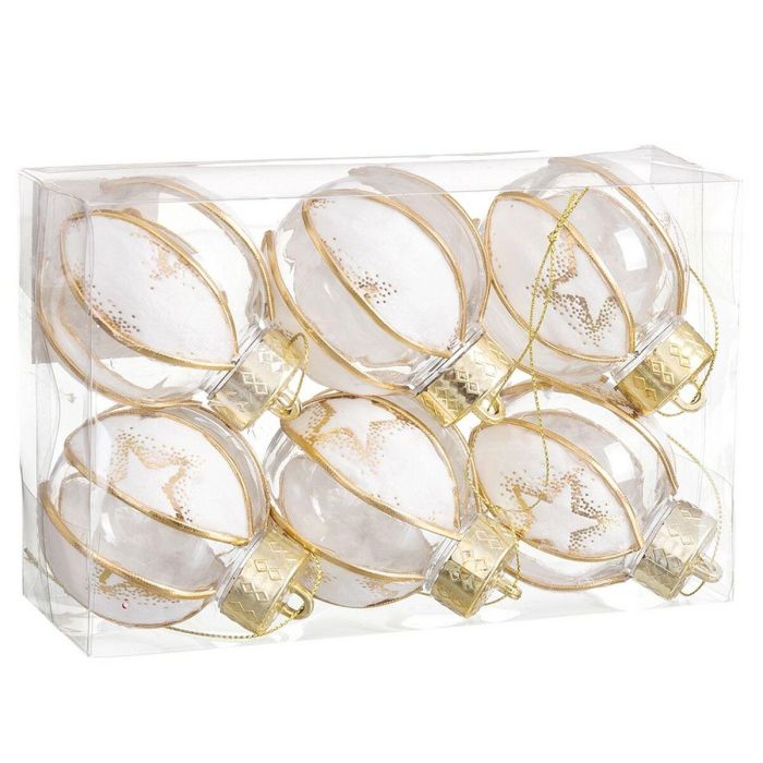 Bolas de Navidad Blanco Transparente Dorado Plástico Tejido Estrellas 6 x 6 x 6 cm (6 Unidades) 1 Bolas de Navidad Blanco Transparente Dorado Plástico Tejido Estrellas 6 x 6 x 6 cm (6 Unidades) 1
