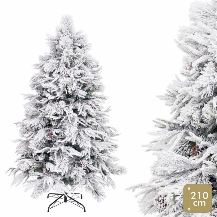 Árbol de Navidad PVC Polietileno Piñas Nevado 90 x 90 x 210 cm 2