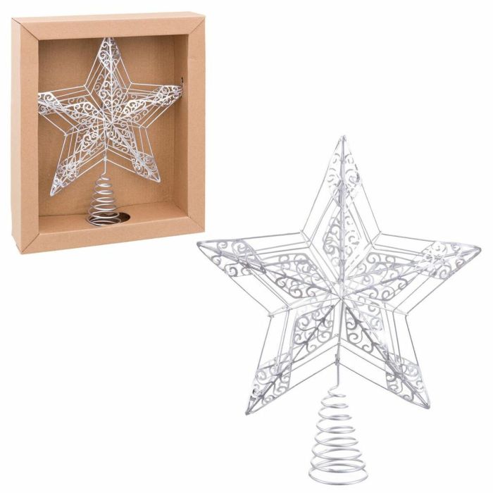 Estrella de Navidad Plateado Metal 25 x 5,5 x 30 cm 1