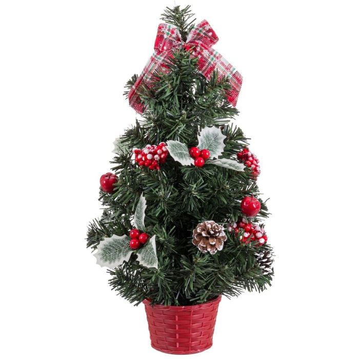 Árbol de Navidad Rojo Verde PVC Piñas 26 x 26 x 50 cm