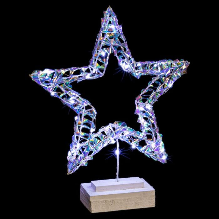 Decoración luminosa Plateado Estrella 30 x 7 x 36 cm 1