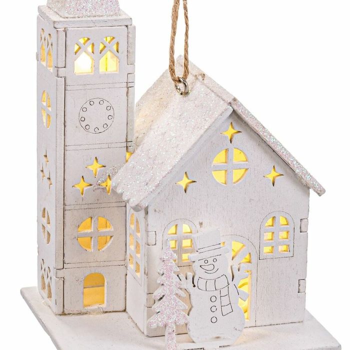 Adorno Navideño Blanco Iglesia 8,5 x 7,5 x 14,5 cm 1