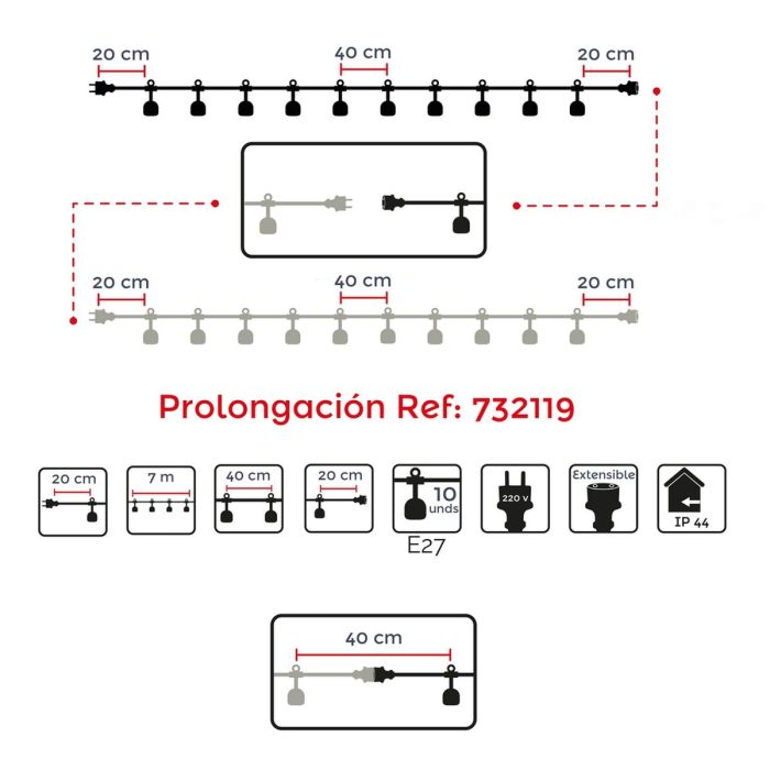 Guirnalda de Luces LED Cottage E27 22 x 18 x 12 cm 1