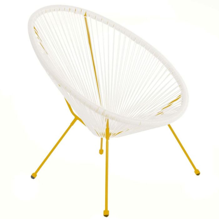 Sillón de jardín Acapulco 73 x 80 x 85 cm Blanco Ratán Mostaza 1 Sillón de jardín Acapulco 73 x 80 x 85 cm Blanco Ratán Mostaza 1