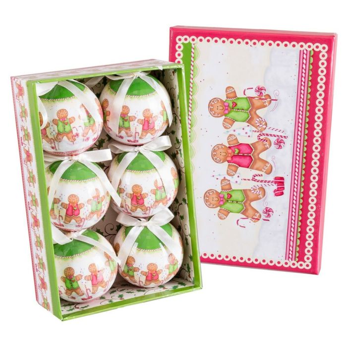 Bolas de Navidad Multicolor Polyfoam Ø 7,5 cm Muñeco Jengibre (6 Unidades)