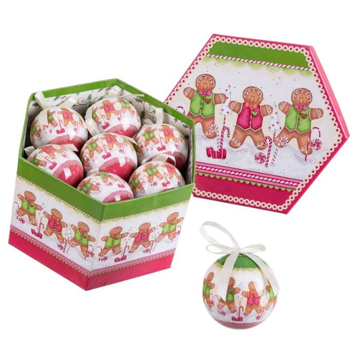 Bolas de Navidad Multicolor Polyfoam Ø 7,5 cm Muñeco Jengibre (14 Unidades)