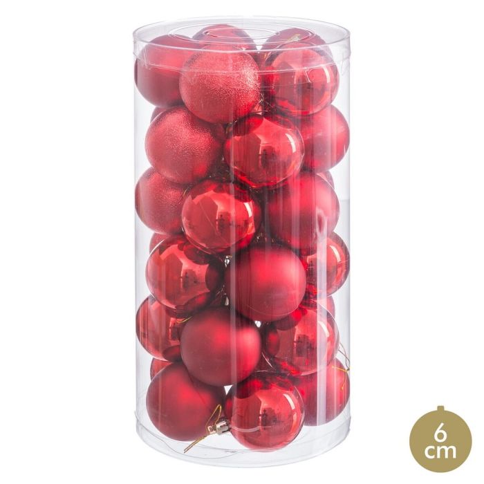 Bolas de Navidad Rojo Plástico Ø 6 cm (30 unidades) 1