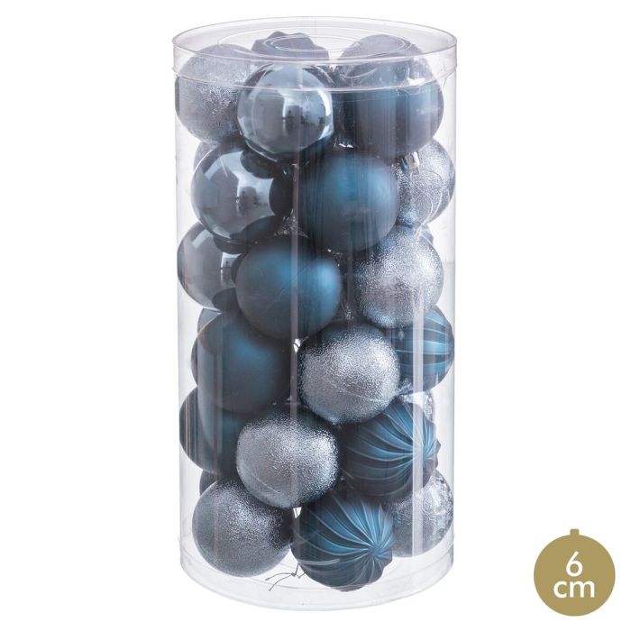 Bolas de Navidad Azul Plástico Ø 6 cm (30 unidades)