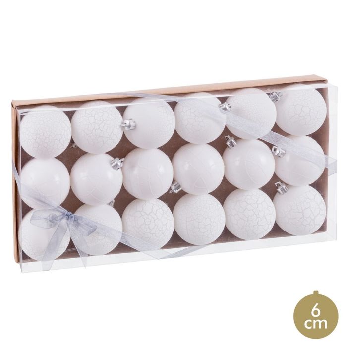 Bolas de Navidad Blanco Plástico Ø 6 cm (18 Unidades)