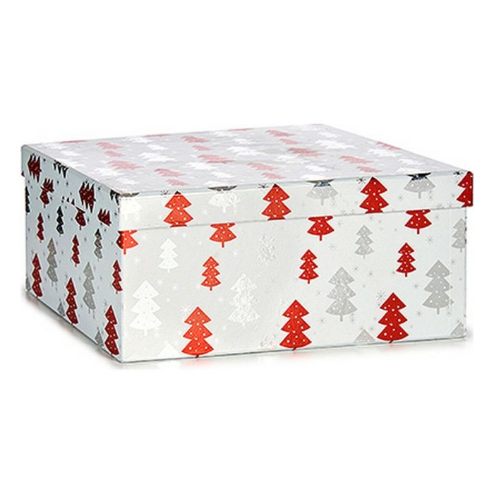 Juego de Cajas Decorativas Árbol de Navidad Navidad Rojo Plateado Blanco Cartón