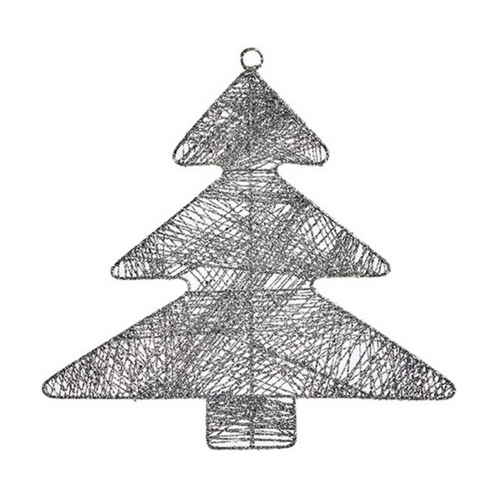 Adorno Navideño Plateado Árbol de Navidad 36,7 x 0,2 x 37,5 cm Metal Plástico