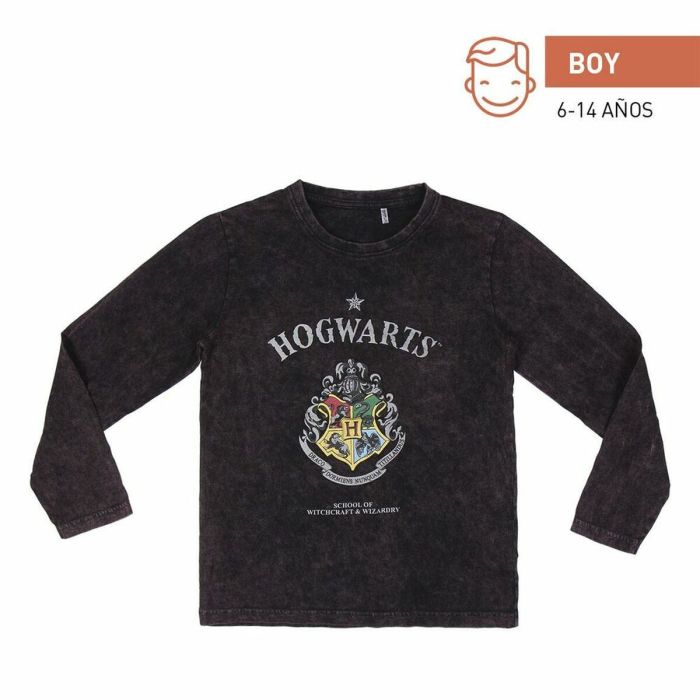 Camiseta de Manga Larga Infantil Harry Potter Gris Gris oscuro 1