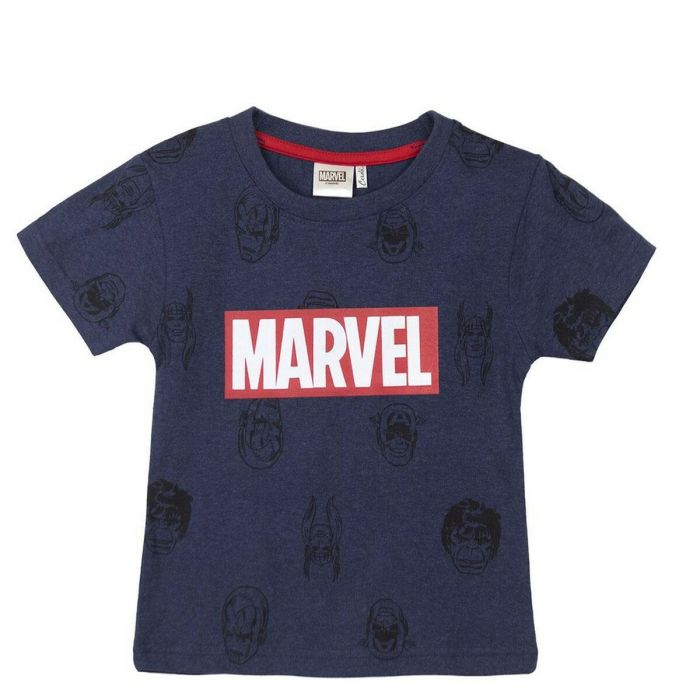 Camiseta de Manga Corta Infantil Marvel Azul oscuro