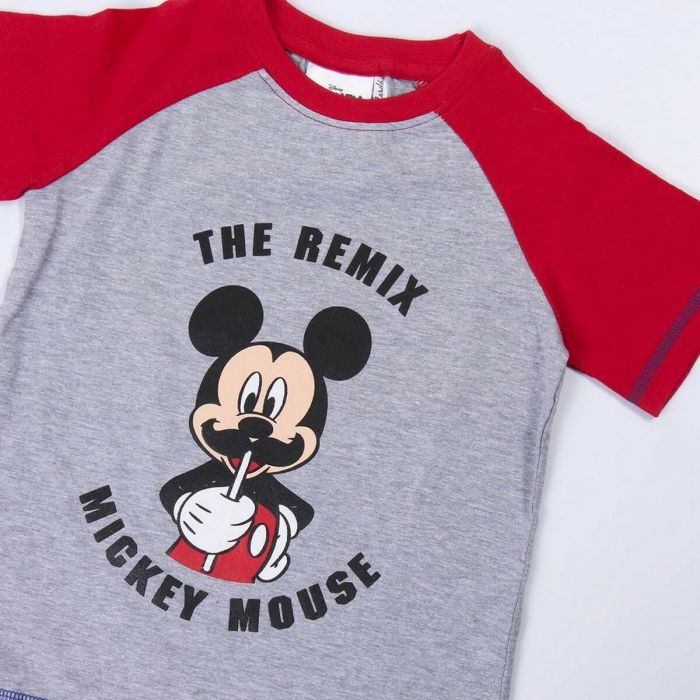 Pijama de Verano Mickey Mouse Rojo Gris 1