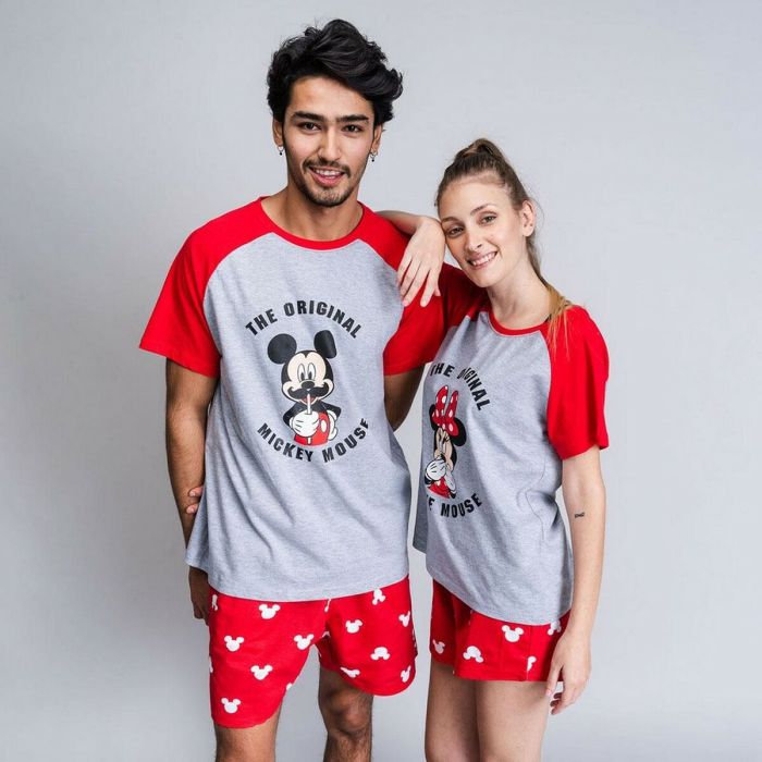 Pijama de Verano Mickey Mouse Rojo (Adultos) Hombre Gris 5
