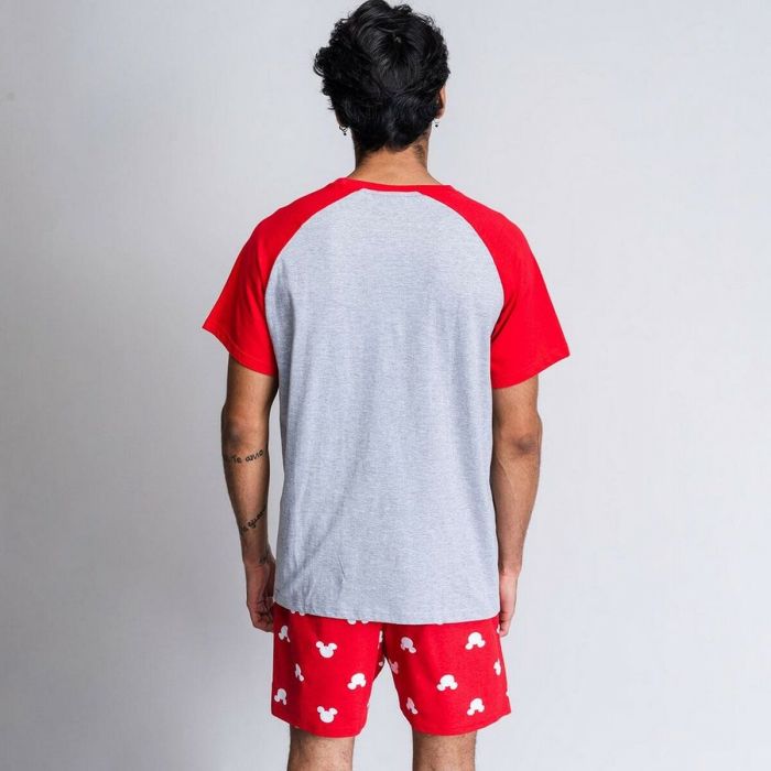 Pijama de Verano Mickey Mouse Rojo (Adultos) Hombre Gris 3