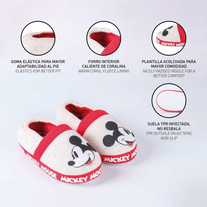 Zapatillas de Estar por Casa Mickey Mouse Poliéster Gris claro TPR 1