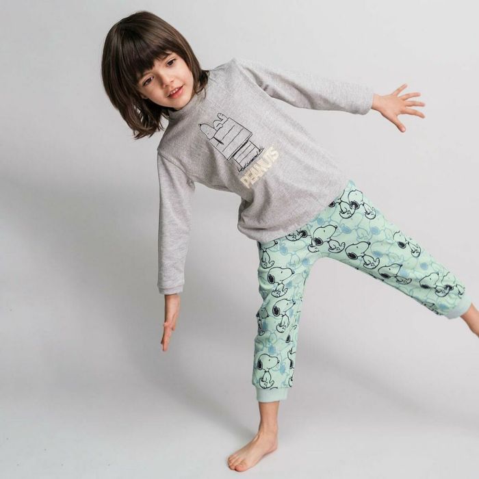 Pijama Infantil Snoopy Gris Verde 1