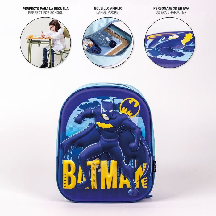 Mochila Escolar 3D Batman Azul 25 x 31 x 10 cm 4