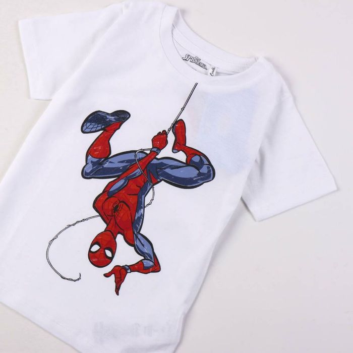 Camiseta de Manga Corta Infantil Spider-Man Blanco 4