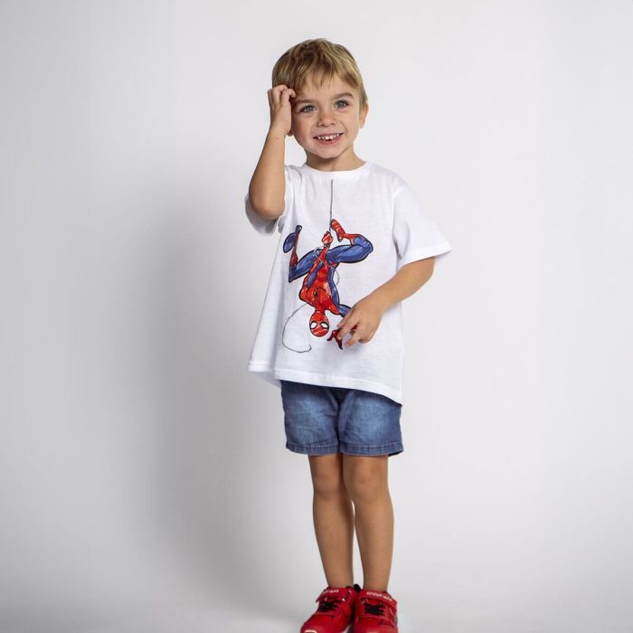 Camiseta de Manga Corta Infantil Spider-Man Blanco 2