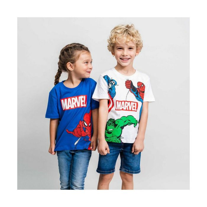 Camiseta de Manga Corta Infantil Spider-Man Infantil Azul 4