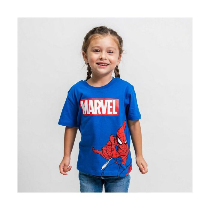 Camiseta de Manga Corta Infantil Spider-Man Infantil Azul 3