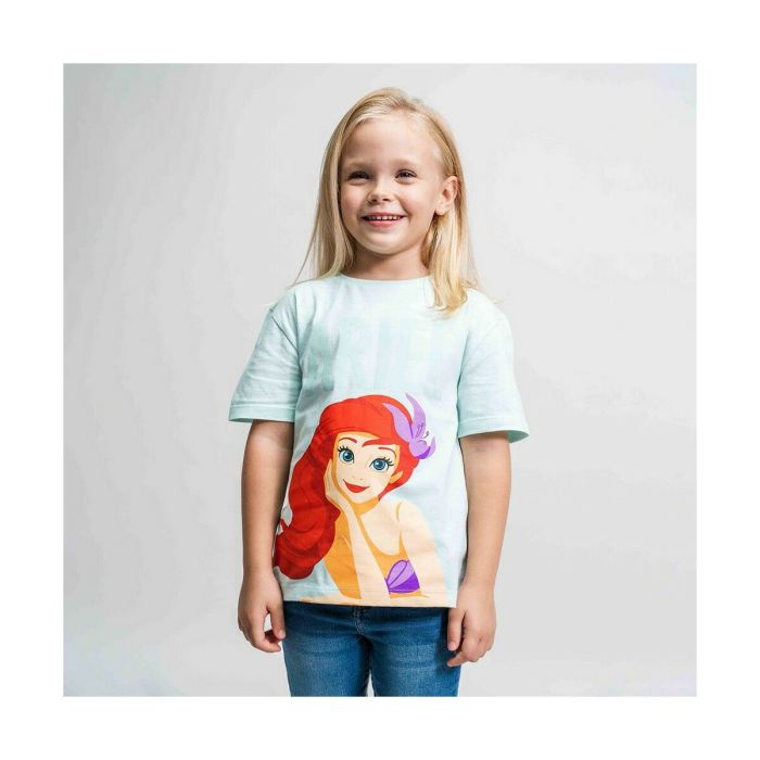Camiseta de Manga Corta Infantil Princesses Disney Verde Verde Claro 1