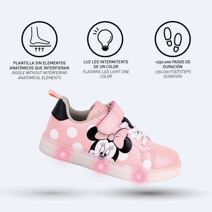 Zapatillas Deportivas con LED Minnie Mouse Velcro Rosa 2