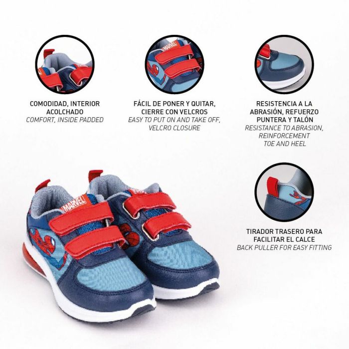 Zapatillas Deportivas con LED Spiderman Velcro Azul 4