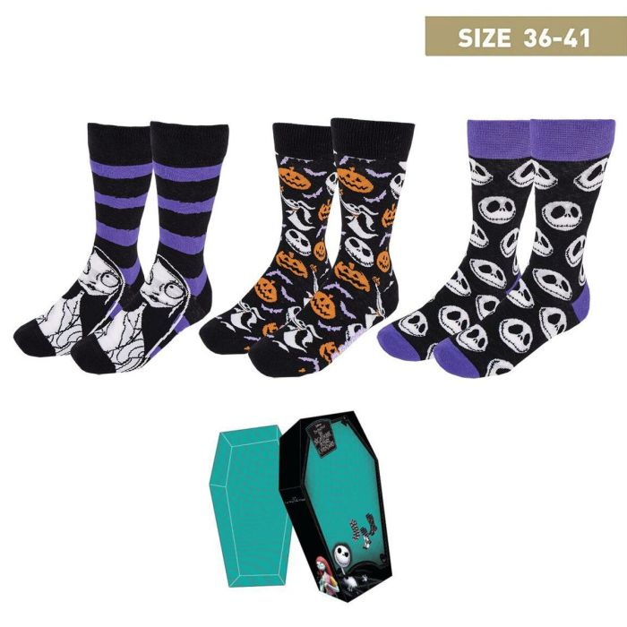 Calcetines The Nightmare Before Christmas 3 pares Talla única (36-41) Negro 1