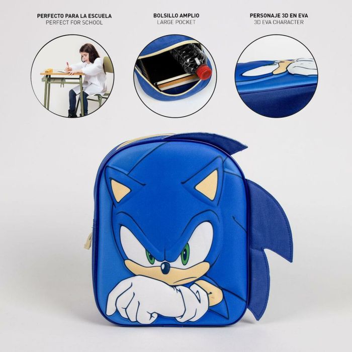 Mochila Escolar Sonic Azul 22 x 27 x 10 cm 2