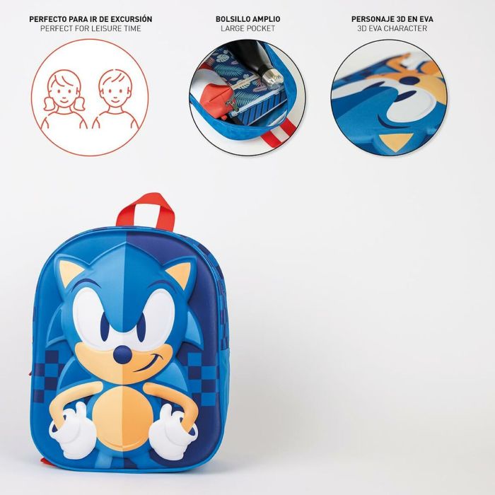 Mochila Escolar Sonic Azul 25 x 31 x 10 cm 4