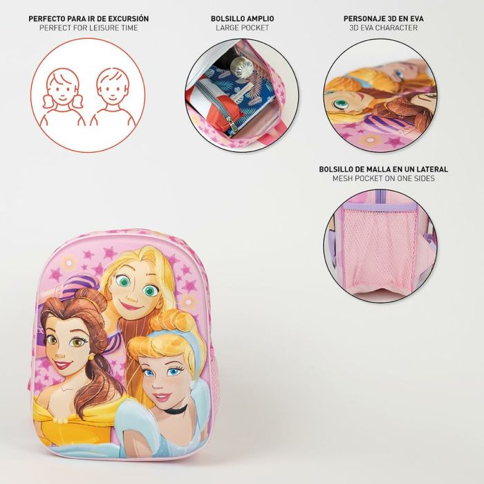 Mochila Escolar Disney Princess Rosa 25 x 31 x 10 cm 2